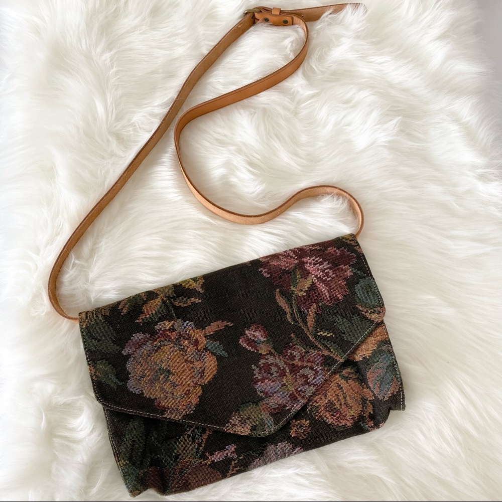 Vintage Polo by Ralph Lauren Floral Tapestry Crossbody Purse